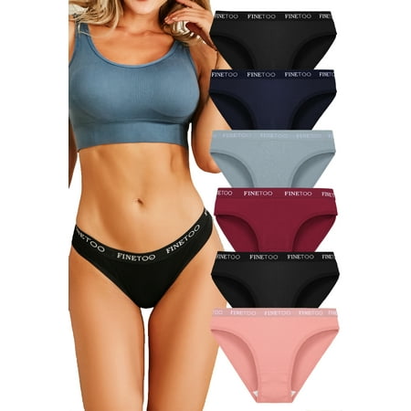 

FINETOO 6 Pack Cotton Underwear For Women Cheeky Panties Low Rise Bikini Hipster Breathable Stretch Sexy S-XL