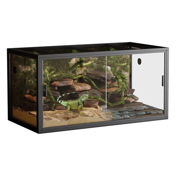 M optimized 120 Gallon Bearded Dragon Tank Reptile Terrarium Enclosure with Sliding Glass Doors, Snake Enclosure Heavy Duty Top Screen Ventilation, Easy to Assemble, 48" x 24" x 24"