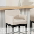 thumbnail image 5 of 26' Bar Stools Set of 4, Modern Farmhouse Linen Fabric Bar Chairs with Armrest Black  for Kitchen Dining Room, 5 of 6