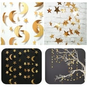 VONTER Gold Star Moon Garland Hanging Garands Streamers Banner Backdrop for Twinkle Little Star Party Decoration First Birthday/Baby Shower/Wedding//Kids Room/Nursery/Ramadan EID/Graduation Decor