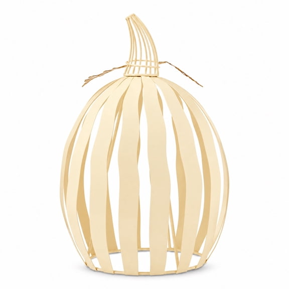 Metal Pumpkin Decoration, Cream, 14.5", Halloween by Way To Celebrate