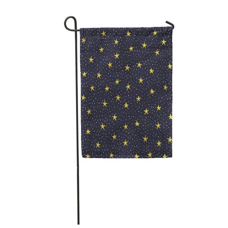 SIDONKU Yellow Drawn Stars and Circles Over Dark Violet Hand Garden Flag Decorative Flag House Banner 28x40 inch