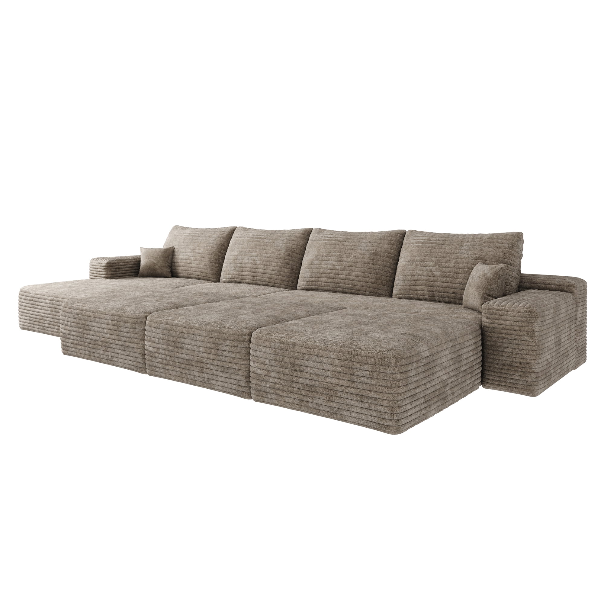MAYEERTY 135" Cloud Sectional Couch Modern Modular Sofa for Living Room No Assembly Required, Camel