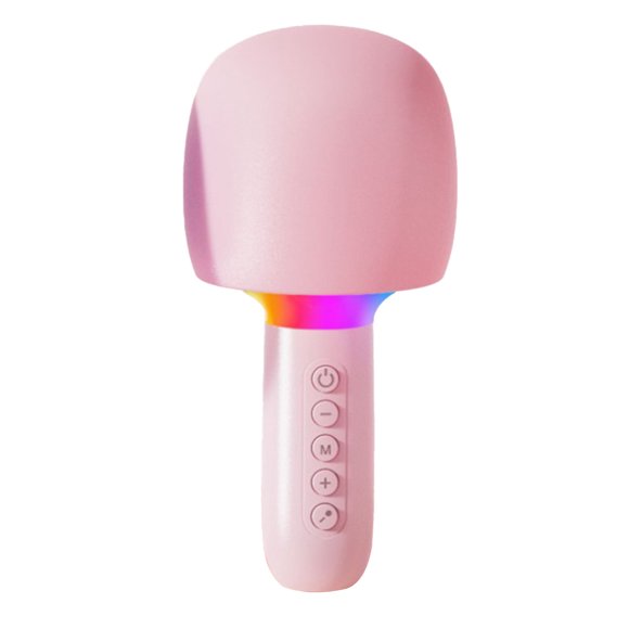 Microphone Speaker Combo Integrated Audio Wireless Bluetooth Karaoke Equipment Portable Design Pink Plastic Build Pink