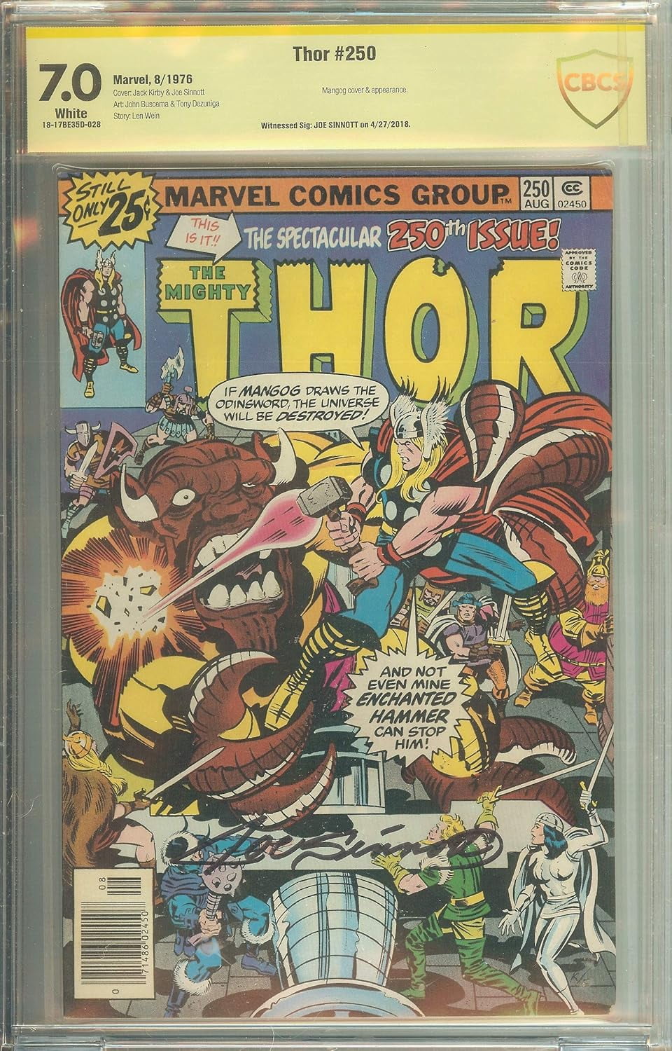 The Mighty Thor #250 CBCS 7.0 Signed Joe Sinnott