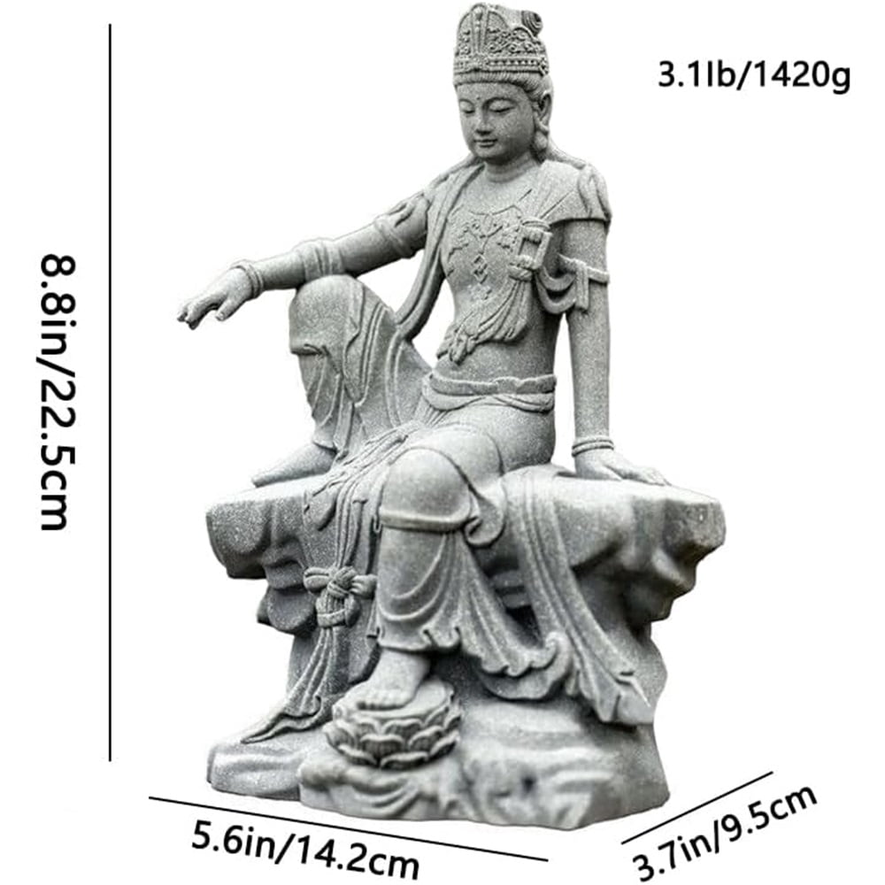 Aquarium Buddha Statue Guanyin Buddha Sandstone Sculpture for Zen Garden Fish Tank Home Decor