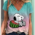 thumbnail image 4 of Camiseta de mujer, ropa Harajuku, camisetas con estampado de dibujos animados de Snoopy, camisetas de cuello en V, jersey de gran tamaño, blusa de manga corta, sudadera holgada, 4 of 5