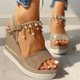 thumbnail image 2 of WILLBEST Sandalias Flexibles De Mujer, Sandalias De Cuña De Moda Para Mujer, Plataformas, Tacones Altos Con Perlas, Sandalias, 2 of 7