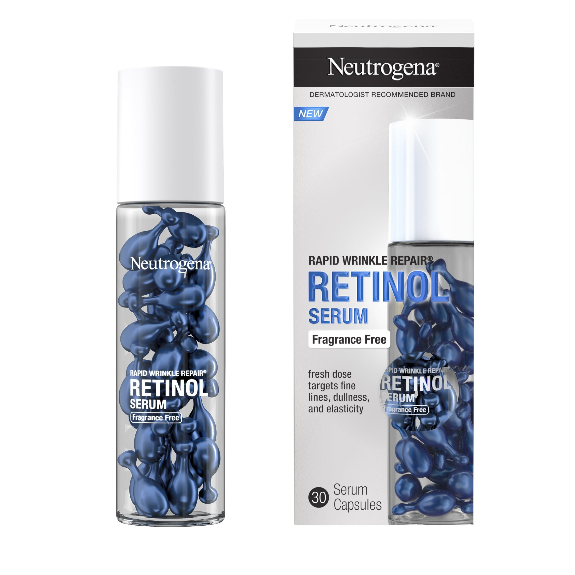 Neutrogena Rapid Wrinkle Repair Retinol Serum Capsules Fragrance Free 30 ct product package