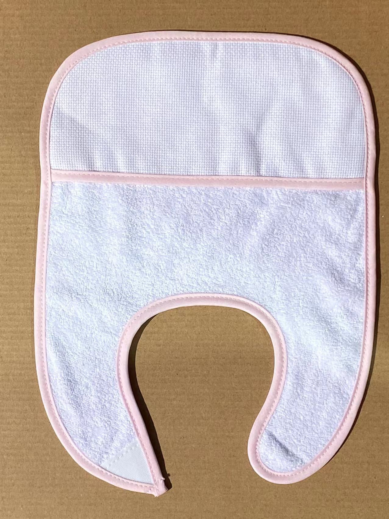 A Pack of 6pcs Pink Edged Cotton Girl Baby bib Cross Stitch Kits, Mum to be Gift, DIY Counted bib Cross Stitch kit