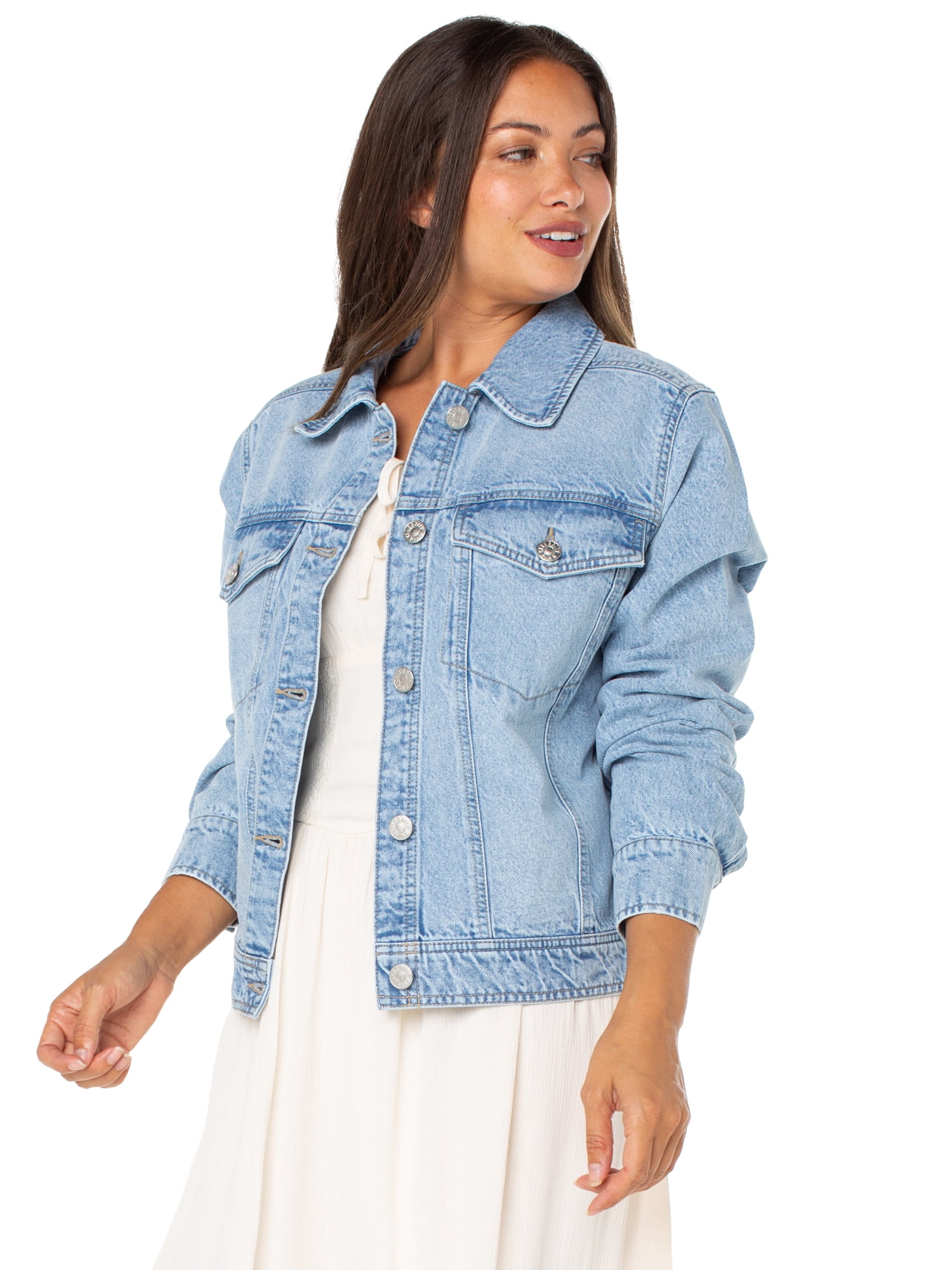 Celebrity Pink Women's Oversized Boyfriend Denim Jacket, Sizes XS-XXXL