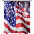 thumbnail image 2 of Happy Independence Day Shower Curtain American Flag Flying and Fireworks Patriotic Bathroom Shower Curtains 4th of July Bathroom Curtain Set with Hooks Easy Care Polyester Fabric 60x72 Inch, 2 of 5