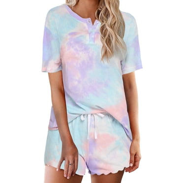 Avidlove Pajama Sets for Women 2 Piece Tie Dye Loungewear Set Cotton Tops & Shorts Ladies Pj Sets Sleepwear Matching Lounge Sets