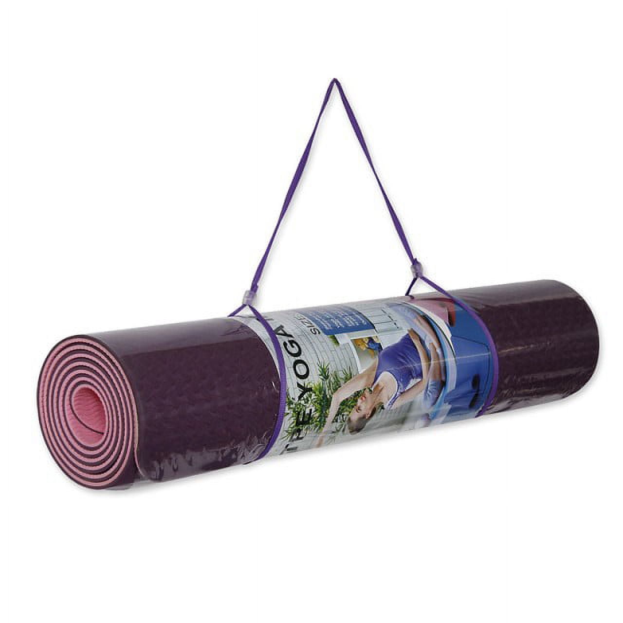 Yoga Mat TPE Eco-friendly Reversible None slip 1/4-inch Thick 24 Inches Wide 72 Inches Long For Pilates Exercise With Carry Strap