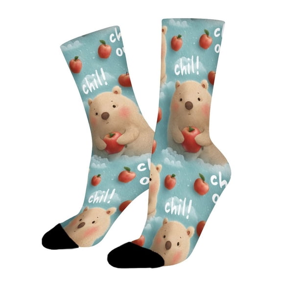 Cloud Capybara Fruit Funny Novelty Crew Socks for Women Men Sports