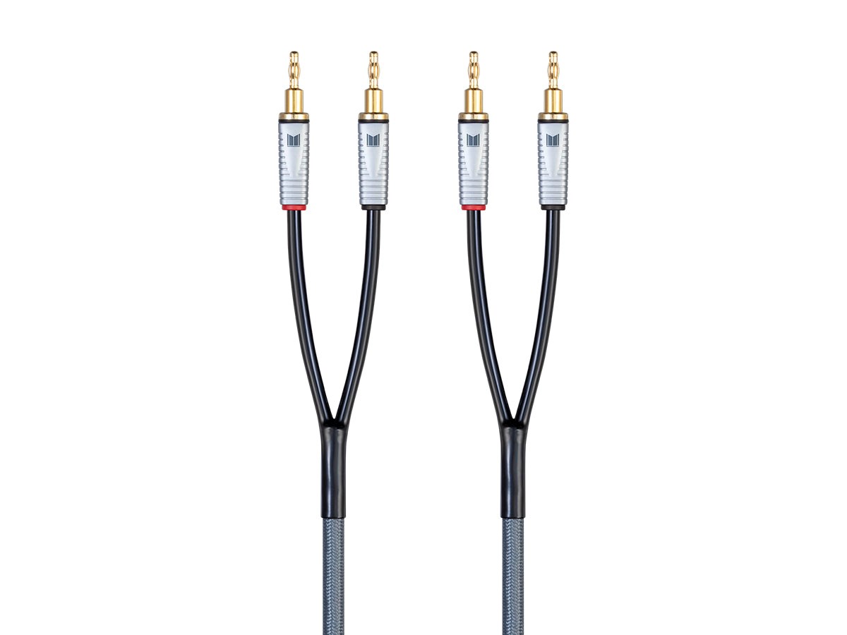 Monolith Speaker Wire With Gold Plated Banana Plug Connectors - 6 Feet - Pair | 14AWG, Oxygen Free Copper (OFC), Multi-Strand Conductors, PE Insulated