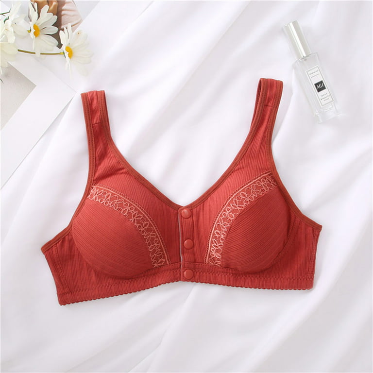 MIASHUI Bras for Women Women Lace Front Button Shaping Cup Adjustable Shoulder  Strap Large Size Underwire Bra 