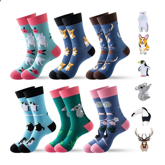 6 Pairs Novelty Socks Animals Funny Socks Cotton Socks Novelty Fashion Socks