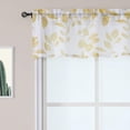 thumbnail image 2 of Kitchen Curtain Valance Leaves Printed, Floral Leaf Pattern Sheer Valance Curtains for Kitchen Cafe Curtains Linen Textured Look Bathroom Window Curtains, 52" W x 15" L, Yellow, 1xPanel, 2 of 7
