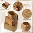 thumbnail image 5 of 3 Pack Wicker Shelf Baskets Bin with Lid, Handwoven Basket Storage Bins Rectangular Household Basket Boxes,Makeup Organizer for Shelf Wardrobe Home Organizer(9"+10"+11"), 5 of 9