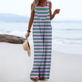 thumbnail image 4 of Summer Fashion Plus Size Jumpsuits for Women Petite Printed Jumpsuit Casual Button Pocket Sleeveless Wide Leg Trousers, 4 of 7