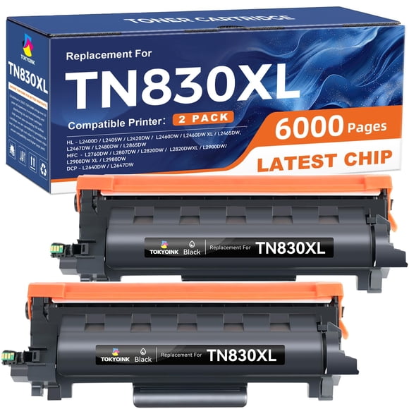 TOKYOINK Toner de Remplacement Compatible TN830XL pour Brother TN830XL TN830 TG, à Utiliser avec HL-L2460DW HL-L2405W HL-L2480DW HL-L240