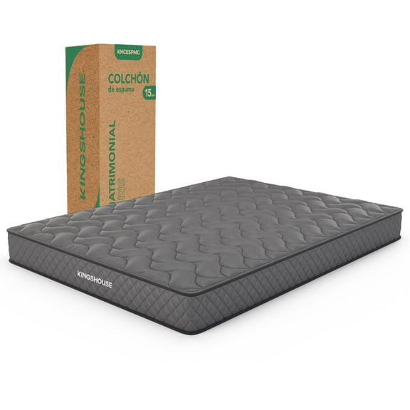 Colchon Matrimonial En Caja 15cm Alto KingsHouse gris