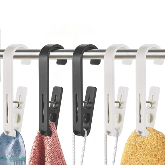 5 Pcs 2-in-1 Laundry Hooks with Clips, Multifunctional Hanger Organizer for Socks, Boots, Bras, Towels, Bathroom Wardrobe Kitchen Office Use