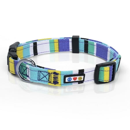 UPC: 0051907199175 | Pawtitas Multicolor Dog Collar XSmall Blue / White / Teal / Yellow