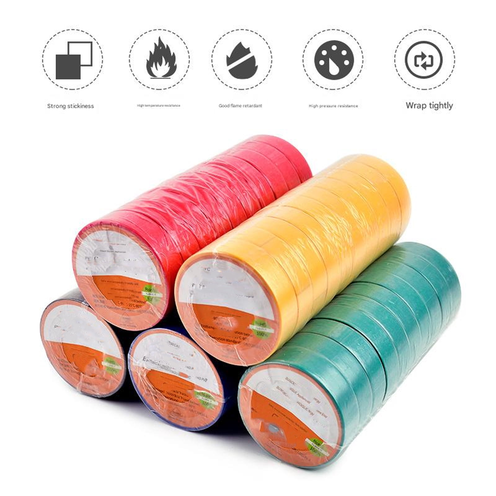 10 Roll Strong Adhesive Industrial Wiring Harness Tape Easy to Tear PVC Waterproof Electrical Tape for Quick Repairs