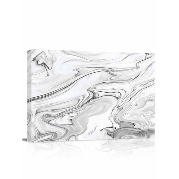 Canvas Print Wall Art Gray Marble Abstract Stone Texture Swirls Ink Framed Canvas Art Wall Decor Pictures Painting Morden Artwork for Living Room Bedroom, Ready to Hang - 12"x16"