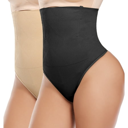 Vaslanda 2 packs Women Waist Cincher Girdle Tummy Slimmer Sexy Thong Panty Shapewear