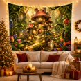 thumbnail image 3 of Mushroom Cottage with Ferns in a Woodland Scene, Whimsical Fantasy Illustration for Nature Lovers, Enchanted Forest Wall Decor, Housewarming Gift Tapestry Wall Hanging for Bedroom and Living Room, 3 of 7