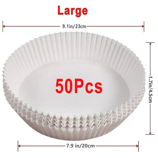 Papel desechable antiadherente para freidora de aire, revestimiento redondo para hornear, accesorios de cocina, 50/100 piezas