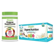 Orgain - Vegan Organic Nutrition Shake - Sweet Vanilla Bean (11oz, 12 Pack) + Superfoods Powder - Berry (0.62 LB)
