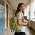 thumbnail image 1 of Corduroy Backpack, Large Capacity Lightweight Daypack for School & Travel, Ultralight Polyester Bag, 1-Pack, 1 of 6