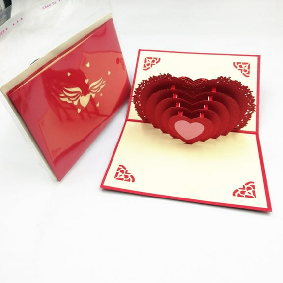 GOOHOCHY Play 3D Three-dimensional Greeting Card D Greeting Cards 15.00X10.00X0.50CM Red