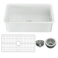 thumbnail image 3 of 32" L White Rectangle Fireclay Dual-Mount Kitchen Sink with Basket Strainer and Bottom Grid, 3 of 7