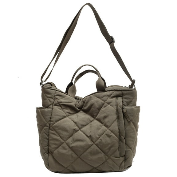 Yucurem Winter Shoulder Bag Quilted Rhombic Lattice Women Handbags for Work (Green)