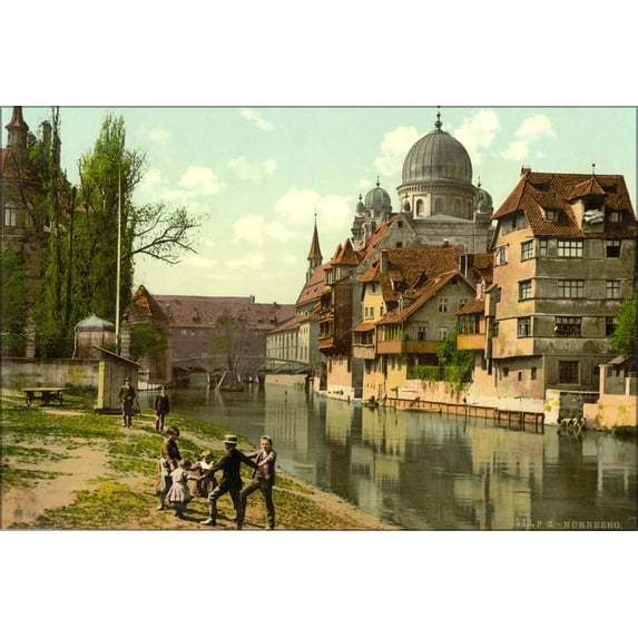 24"x36" Gallery Poster, Schutt Isle, Nuremberg, Bavaria, Germany 1890 photochrom