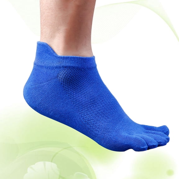 Mobutofu Goohochy Blue Five-Finger Socks for Men Running Breathable Low Cut