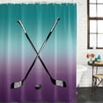 thumbnail image 2 of Hockey Sports Shower Curtain, Waterproof Shower Curtains for Bathroom, Turquoise Aqua Purple Gradient Colored Washable Fabric Bathtub Curtain Set Bath Decor with 12 Hooks Standard 72"x72", 2 of 8