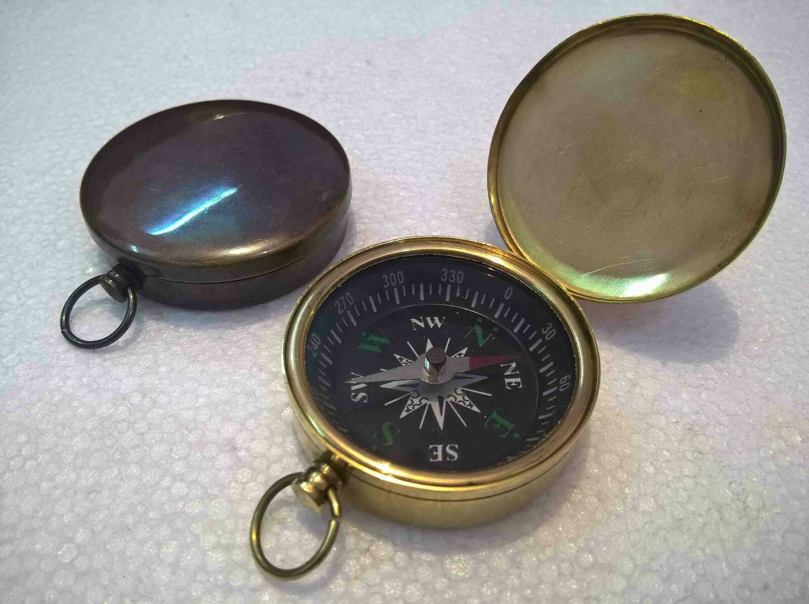 Antique Brass Lid Working Compass Marine Collectible Gift Set Of 2 Design Gift