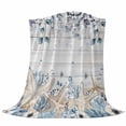 thumbnail image 6 of Blue Beige Coastal Blanket Soft Cozy Warm Throw Blanket for Couch, Plush Fuzzy Flannel Fleece Blankets for Sofa, Beach Starfish Summer Eucalyptus Retro Bed Blankets Lightweight Gifts for Men, 50"x60", 6 of 9