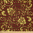 thumbnail image 2 of Ambesonne Vine Fabric by the Yard Microfiber, Antique Oriental Pattern, 2 Yards, Mustard and Burgundy, 2 of 4