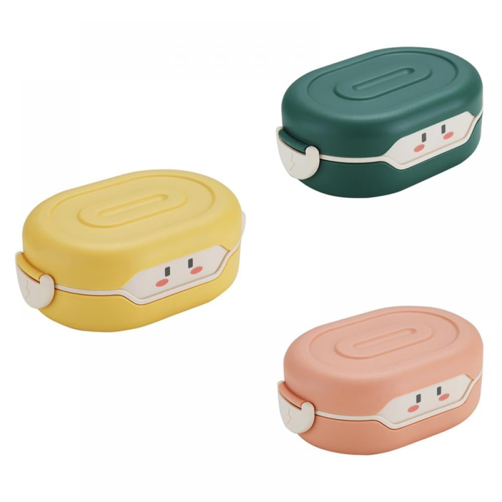 2 Compartment Petite Robot Spirit Snack Bento Box for Kids, Food Container for School and Travel, BPA Free Yellow Robot Bento Box