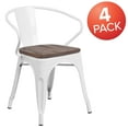 thumbnail image 3 of Flash Furniture 4 Pk. White Metal Chair with Wood Seat and Arms, 3 of 14