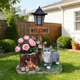 thumbnail image 4 of YIQMI Cat and Squirrel Garden Statue with Solar LED Street Lamp, Detachable Cat Figurine, Outdoor Resin Tree Stump Planter with Welcome Sign for Patio, Lawn, Porch Decor, 4 of 13