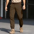 thumbnail image 2 of Work Pants For Men Elastic Waist Baggy Cargo Pants Relaxed Fit Outdoor Ripstop Tactical Hiking Tapered Joggers With Pockets, 2 of 5