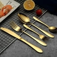 thumbnail image 3 of Glossy Black Cutlery Cutlery Set 5 Piece Stainless Steel Knife Spoon Set for 6 Serves (Gold, 1 Sets), 3 of 5
